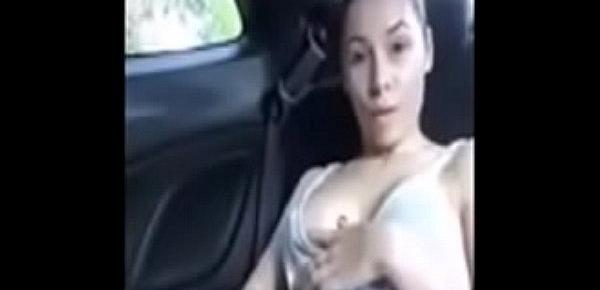  daring girl masturbating in the car
